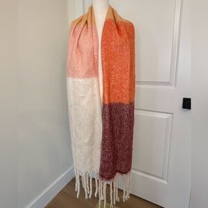 Old Navy Maroon and Cream Knit Scarf